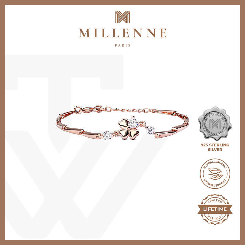 MILLENNE Millennia 2000 Lucky Charms Cubic Zirconia Rose Gold Bracelet with 925 Sterling Silver