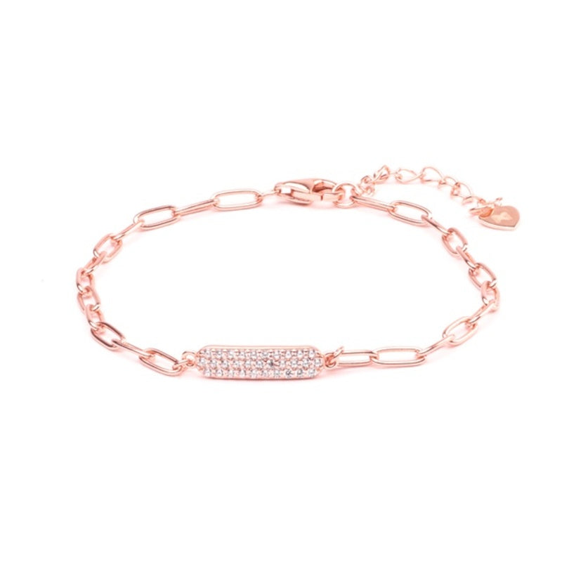 MILLENNE Millennia 2000 Embellished Chain Link Cubic Zirconia Rose Gold Bracelet with 925 Sterling Silver