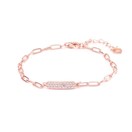 MILLENNE Millennia 2000 Embellished Chain Link Cubic Zirconia Rose Gold Bracelet with 925 Sterling Silver