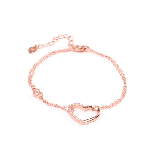 MILLENNE Millennia 2000 Embellished Heart with Rose Gold Plating and AAA Cubic Zircon Cubic Zirconia Rose Gold Bracelet with 925 Sterling Silver