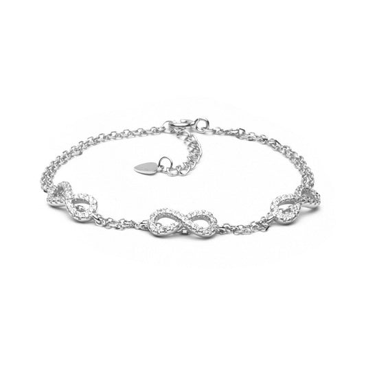 MILLENNE Millennia 2000 Infinity Cubic Zirconia Silver Bracelet with 925 Sterling Silver