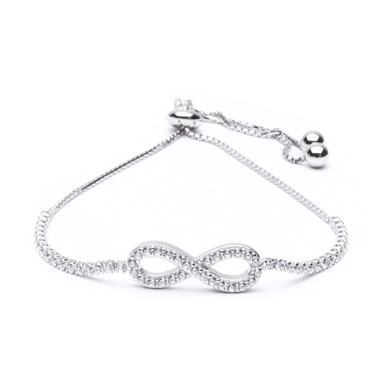 MILLENNE Millennia 2000 Infinity Cubic Zirconia Silver Adjustable Bracelet with 925 Sterling Silver