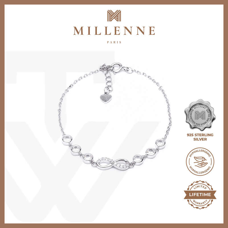 MILLENNE Millennia 2000 Infinity Cubic Zirconia Silver Bracelet with 925 Sterling Silver