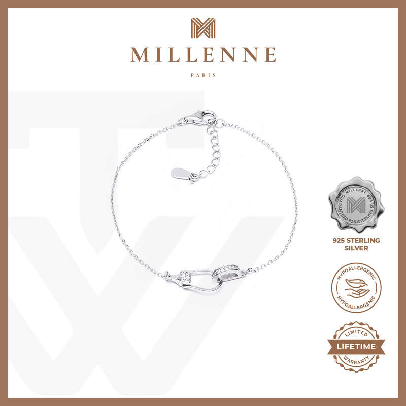 MILLENNE Millennia 2000 Horse Snaffle Cubic Zirconia Silver Bracelet with 925 Sterling Silver