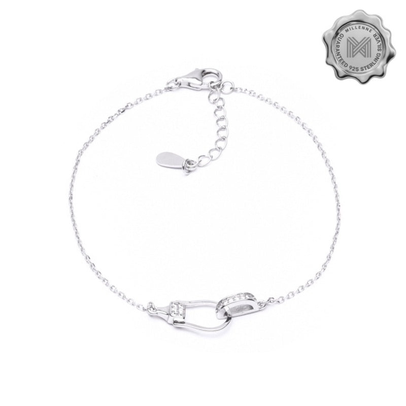 MILLENNE Millennia 2000 Horse Snaffle Cubic Zirconia Silver Bracelet with 925 Sterling Silver