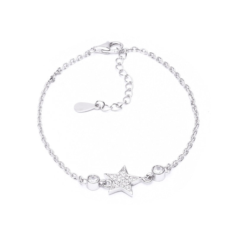 MILLENNE Match The Stars Star Studded Cubic Zirconia Silver Bracelet with 925 Sterling Silver