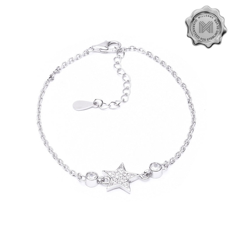 MILLENNE Match The Stars Star Studded Cubic Zirconia Silver Bracelet with 925 Sterling Silver