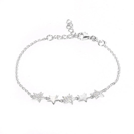 MILLENNE Match The Stars 5 Stars Cubic Zirconia Silver Bracelet with 925 Sterling Silver