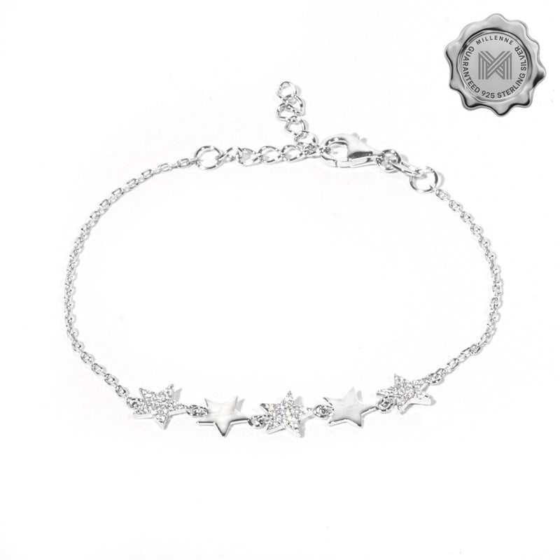 MILLENNE Match The Stars 5 Stars Cubic Zirconia Silver Bracelet with 925 Sterling Silver