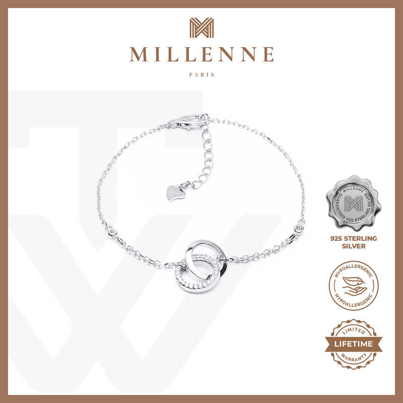 MILLENNE Made For The Night Links Cubic Zirconia Silver Bracelet with 925 Sterling Silver