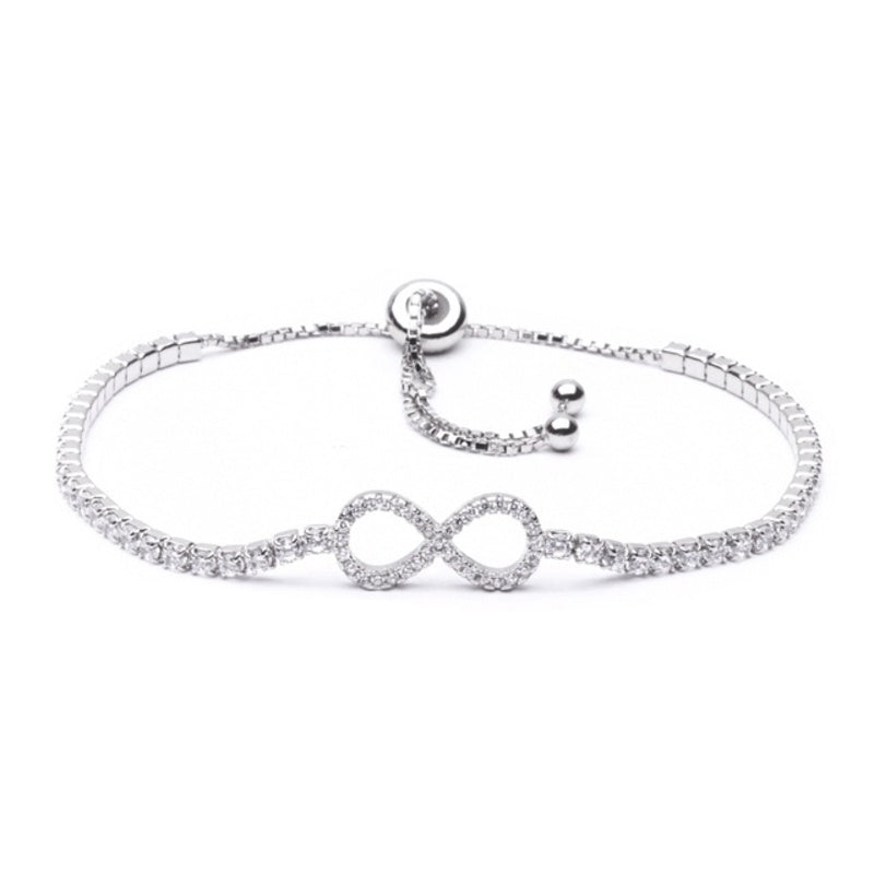 MILLENNE Millennia 2000 Infinity Cubic Zirconia Silver Adjustable Bracelet with 925 Sterling Silver