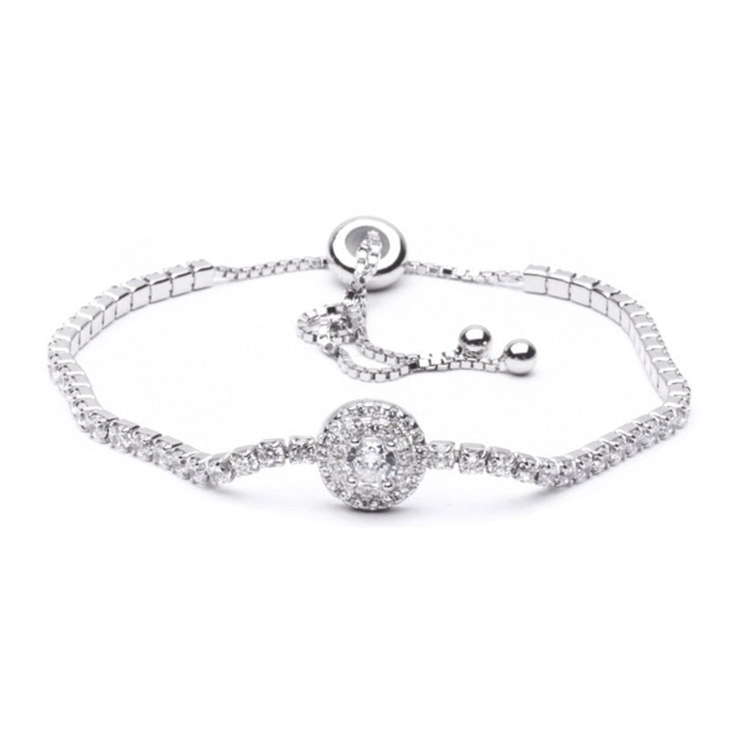 MILLENNE Made For The Night Round Shape Cubic Zirconia Silver Bracelet with 925 Sterling Silver