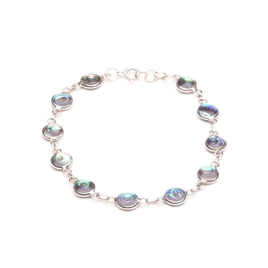 MILLENNE Multifaceted Abalone Shell Silver Charm Bracelet with 925 Sterling Silver