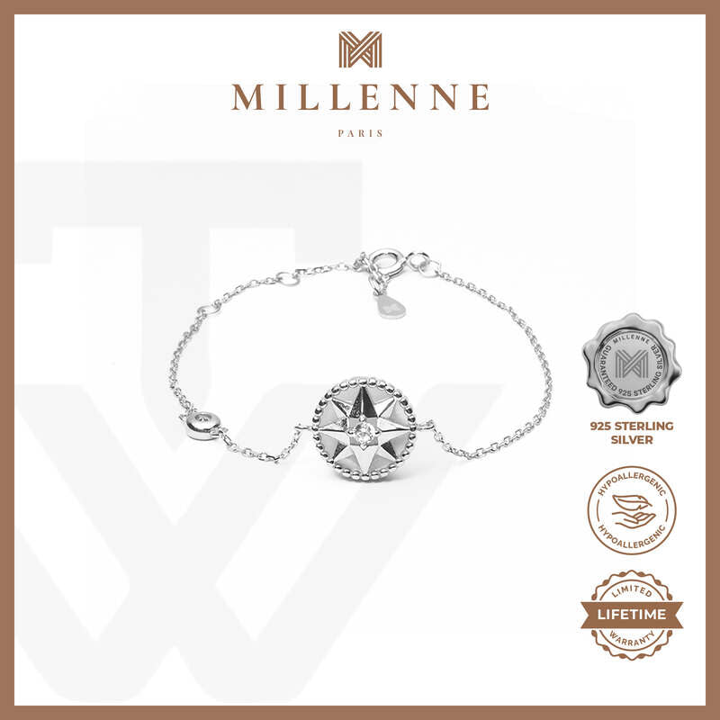 MILLENNE Millennia 2000 Sun Cubic Zirconia White Gold Bracelet with 925 Sterling Silver