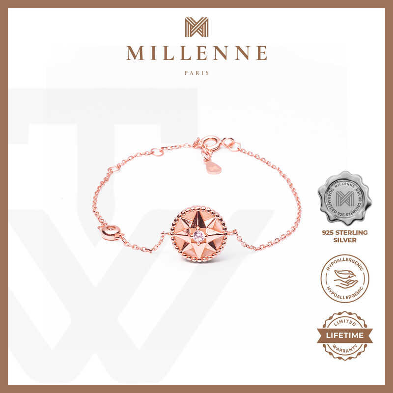 MILLENNE Millennia 2000 Sun Cubic Zirconia Rose Gold Bracelet with 925 Sterling Silver