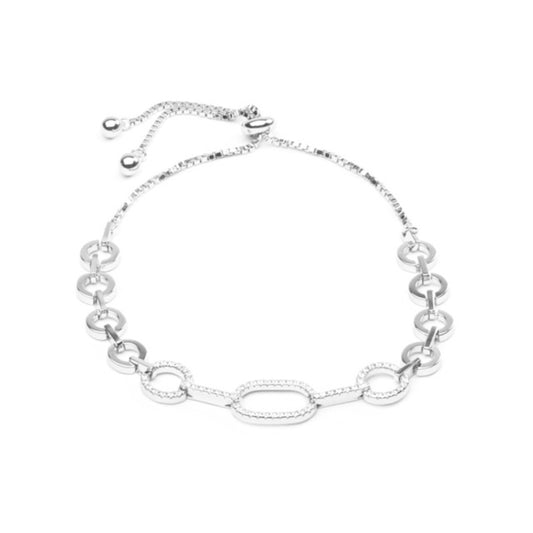 MILLENNE Made For The Night Gradualted Chain Loops Cubic Zirconia Rhodium Bracelet with 925 Sterling Silver