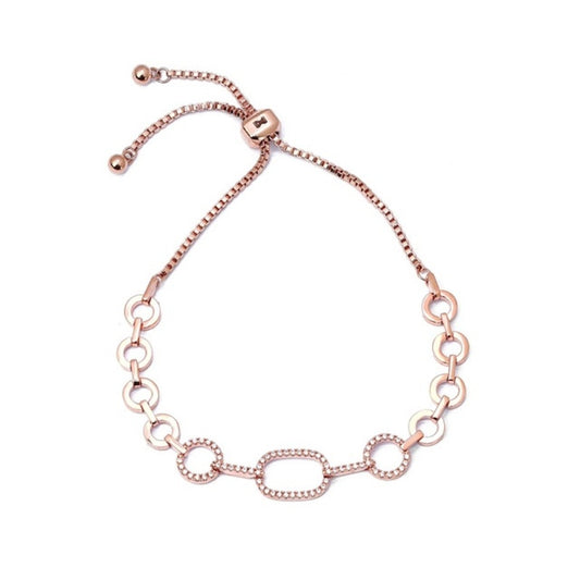 MILLENNE Made For The Night Graduated Chain Loops Cubic Zirconia Rose Gold Bracelet with 925 Sterling Silver