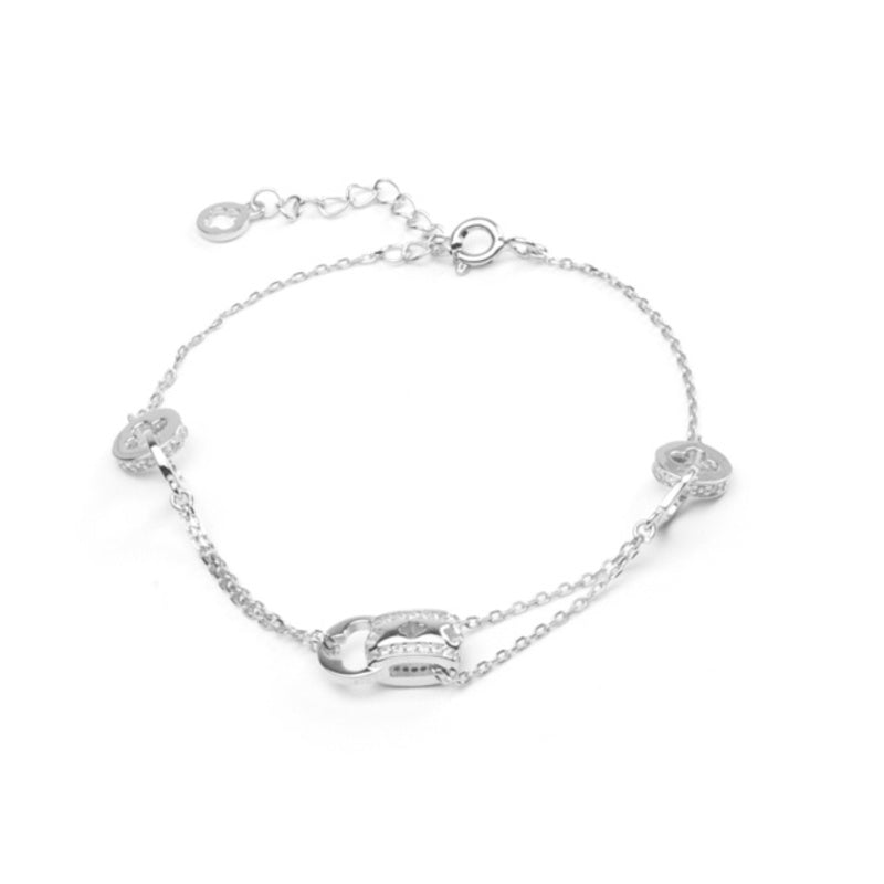 MILLENNE Millennia 2000 Embellished Multi Charm Cubic Zirconia Rhodium Bracelet with 925 Sterling Silver