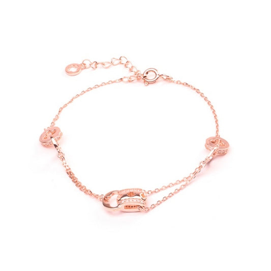 MILLENNE Millennia 2000 Embellished Multi Charm Cubic Zirconia Rose Gold Bracelet with 925 Sterling Silver