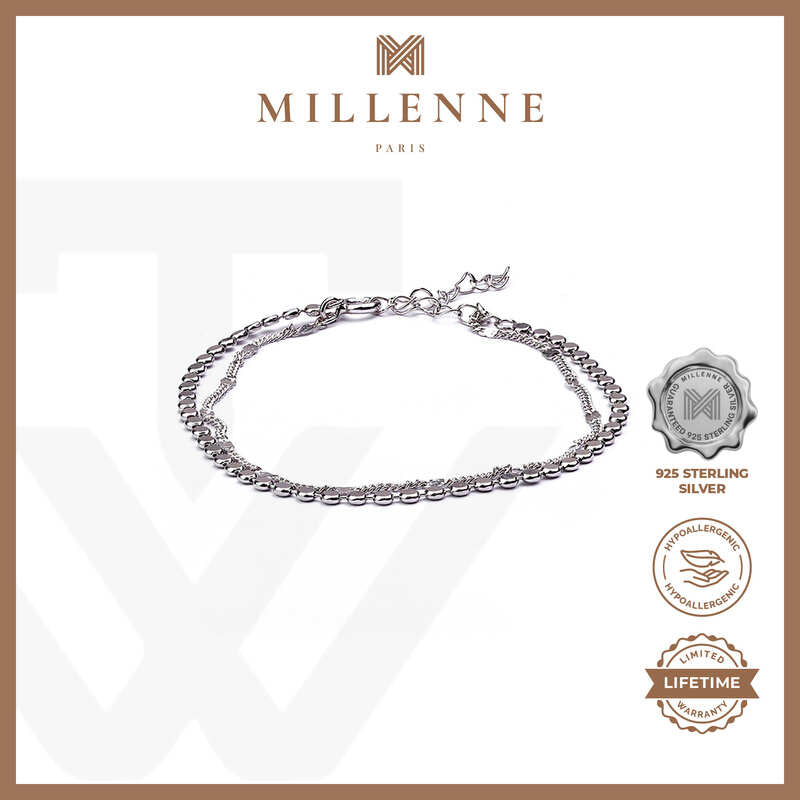 MILLENNE Millennia 2000 Circle Discs White Gold Bracelet with 925 Sterling Silver