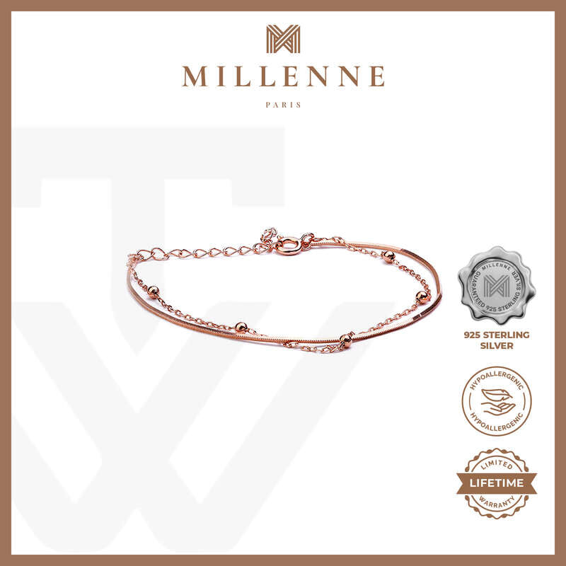 MILLENNE Millennia 2000 Circle Beads Rose Gold Bracelet with 925 Sterling Silver