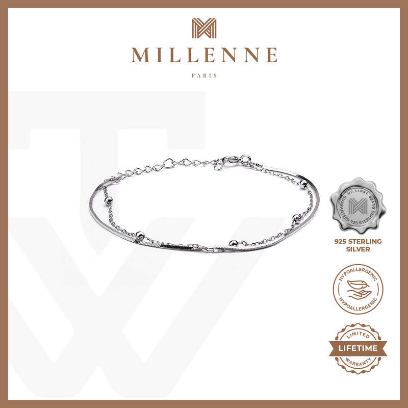 MILLENNE Millennia 2000 Circle Beads White Gold Bracelet with 925 Sterling Silver