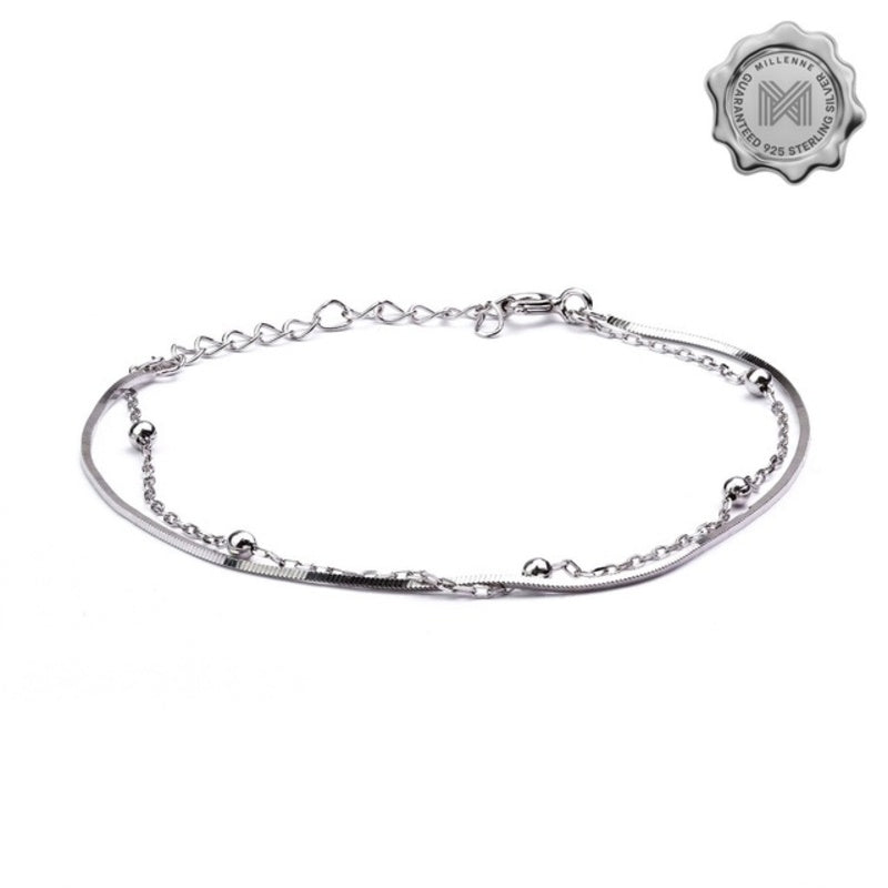 MILLENNE Millennia 2000 Circle Beads White Gold Bracelet with 925 Sterling Silver