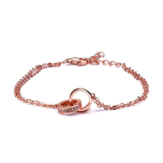 MILLENNE Made For The Night Forever Linked Cubic Zirconia Rose Gold Bracelet with 925 Sterling Silver