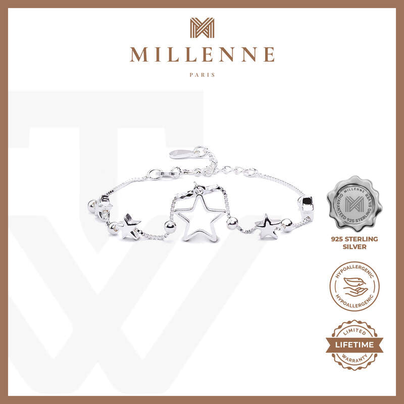 MILLENNE Millennia 2000 Multiple Stars White Gold Bracelet with 925 Sterling Silver