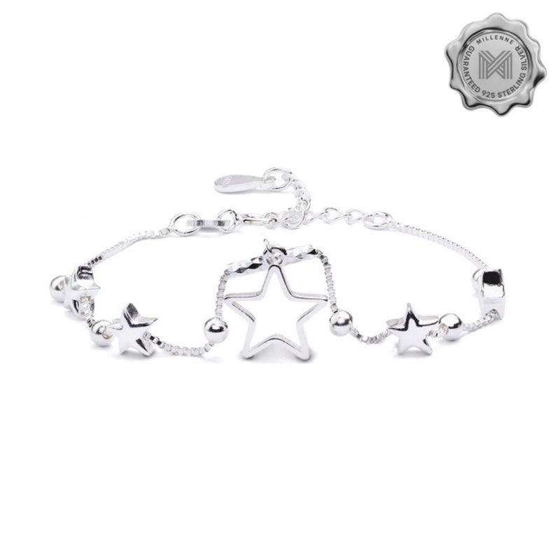 MILLENNE Millennia 2000 Multiple Stars White Gold Bracelet with 925 Sterling Silver