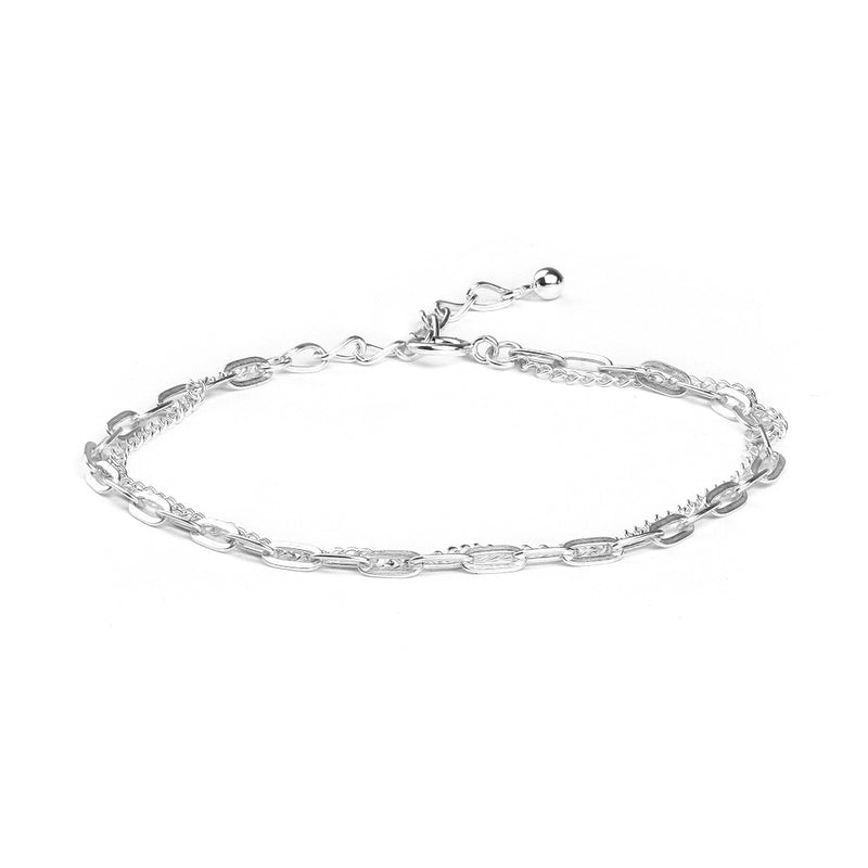 MILLENNE Millennia 2000 Chain Double String White Gold Bracelet with 925 Sterling Silver