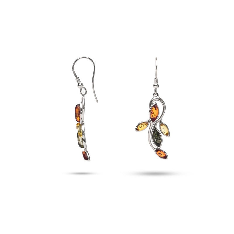 MILLENNE Multifaceted Baltic Amber Sea Creature Silver Hook Earrings with 925 Sterling Silver