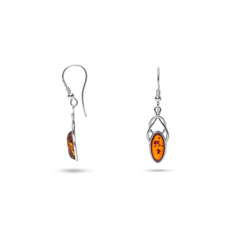 MILLENNE Multifaceted Baltic Amber Delicate Bead Silver Hook Earrings with 925 Sterling Silver