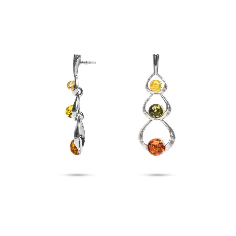 MILLENNE Multifaceted Baltic Amber Fairy God Mother Silver Earrings with 925 Sterling Silver