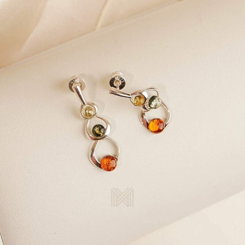 MILLENNE Multifaceted Baltic Amber Fairy God Mother Silver Earrings with 925 Sterling Silver