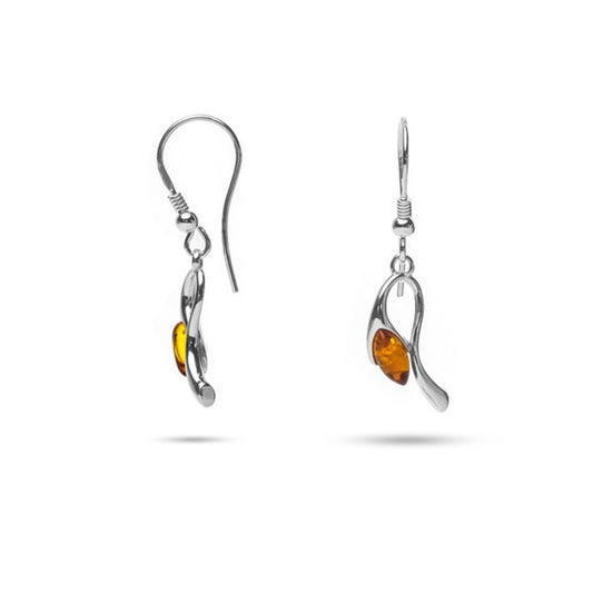 MILLENNE Multifaceted Baltic Amber Rosebud Silver Earrings with 925 Sterling Silver