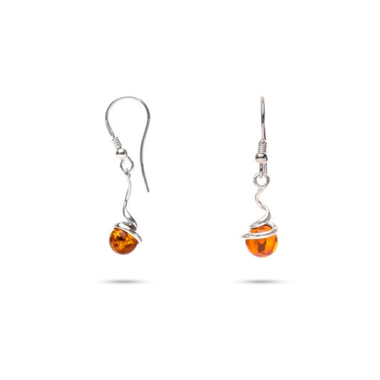 MILLENNE Multifaceted Baltic Amber Pill Silver Earrings with 925 Sterling Silver