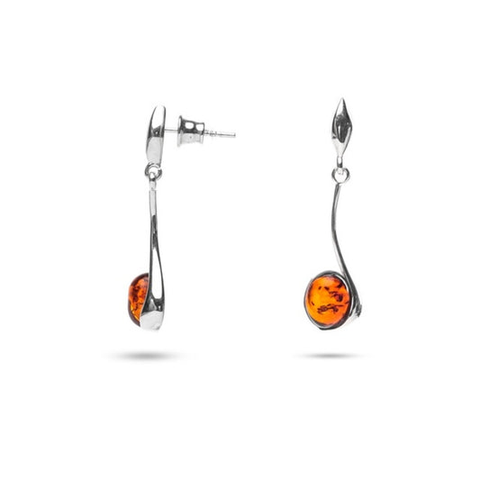 MILLENNE Multifaceted Baltic Amber Drops of Amber Silver Earrings with 925 Sterling Silver