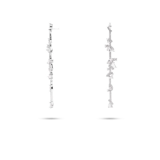 MILLENNE Made For The Night Scattered Diamond Cubic Zirconia Rhodium Drop Earrings with 925 Sterling Silver