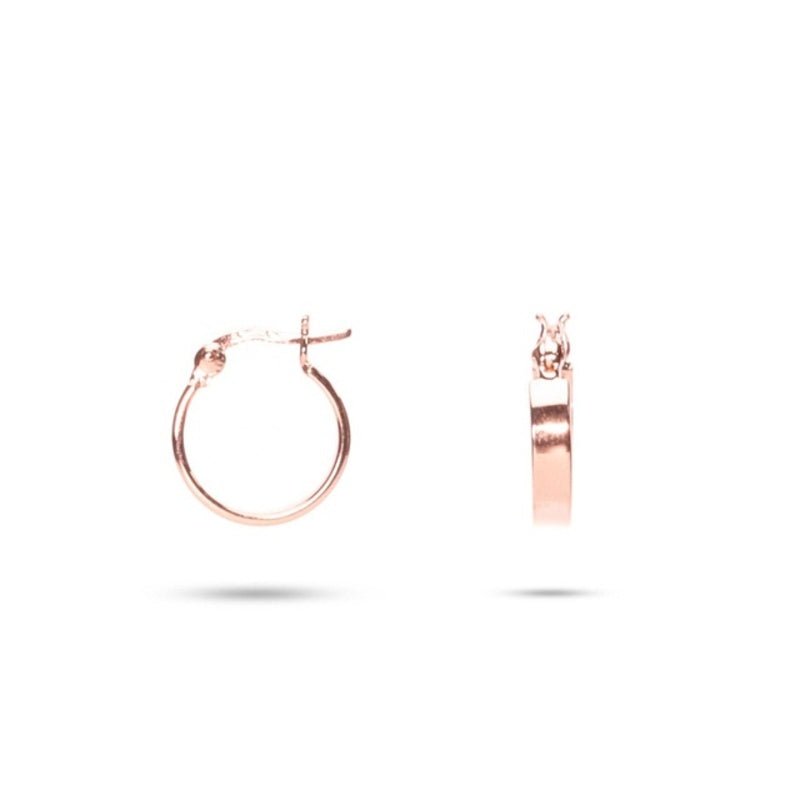 MILLENNE Minimal Square Tube Rose Gold Hoop Earrings with 925 Sterling Silver