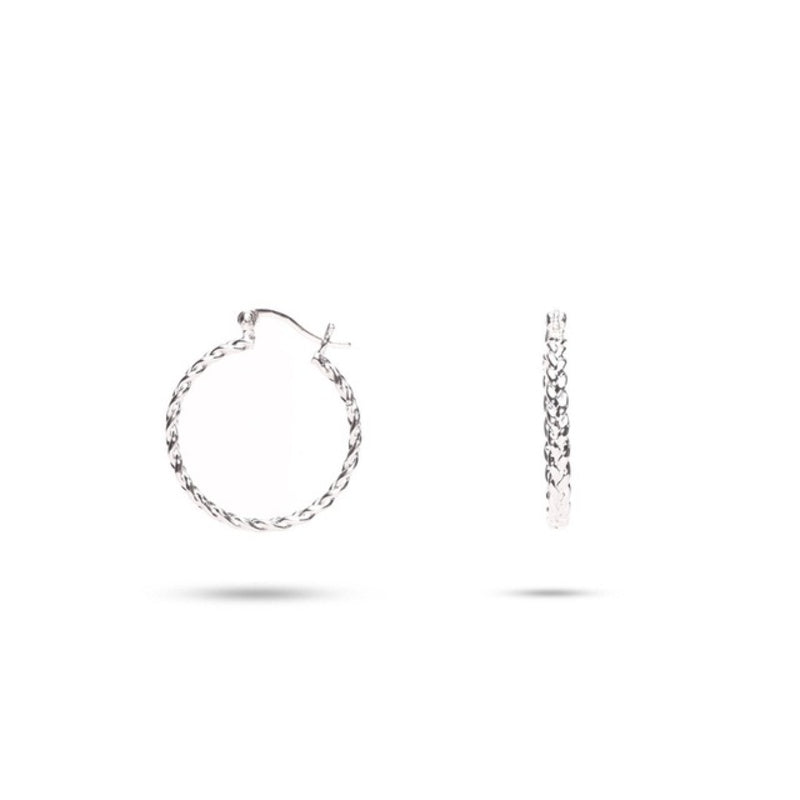 MILLENNE Minimal Braided Silver Hoop Earrings with 925 Sterling Silver