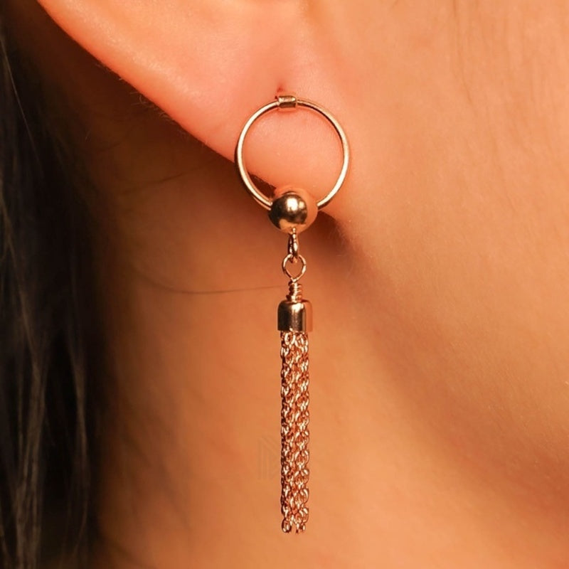MILLENNE Millennia 2000 Tassel Chains Stud Rose Gold Drop Earrings with 925 Sterling Silver