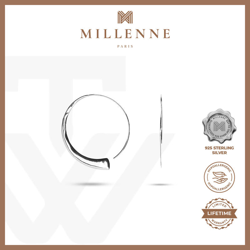 MILLENNE Minimal Stylish Curve Rose Gold Hoop Earrings with 925 Sterling Silver