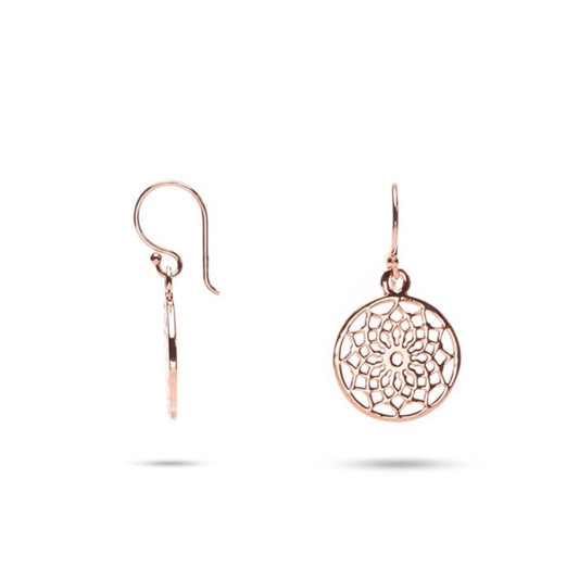 MILLENNE Millennia 2000 Floral Filigree Rose Gold Hook Earrings with 925 Sterling Silver