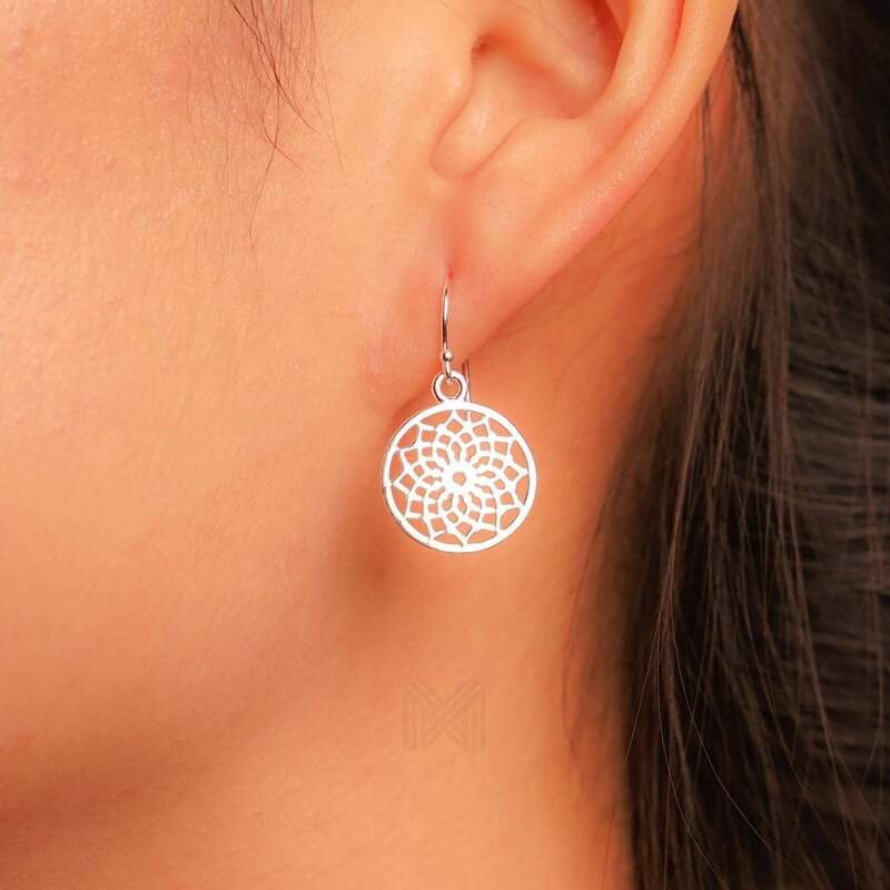 MILLENNE Millennia 2000 Floral Filigree Rose Gold Hook Earrings with 925 Sterling Silver