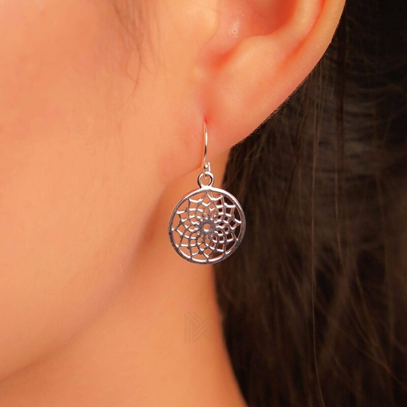 MILLENNE Millennia 2000 Floral Filigree Rose Gold Hook Earrings with 925 Sterling Silver