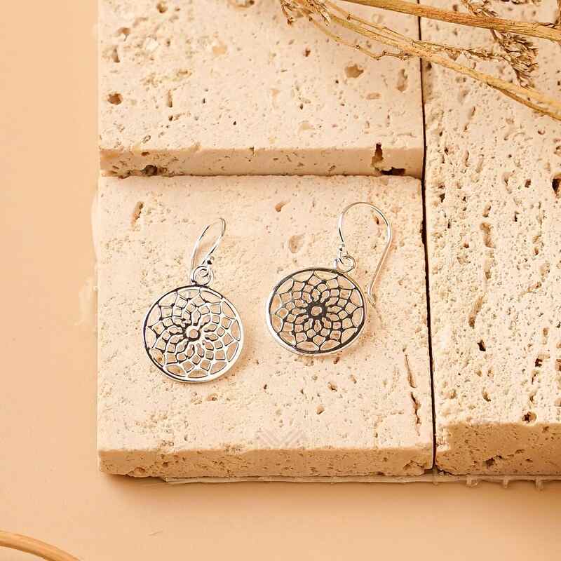 MILLENNE Millennia 2000 Floral Filigree Rose Gold Hook Earrings with 925 Sterling Silver