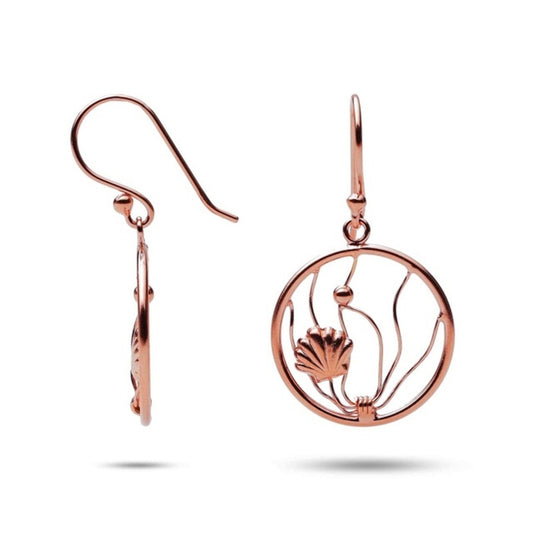 MILLENNE Millennia 2000 Oyster Shell Rose Gold Hook Earrings with 925 Sterling Silver