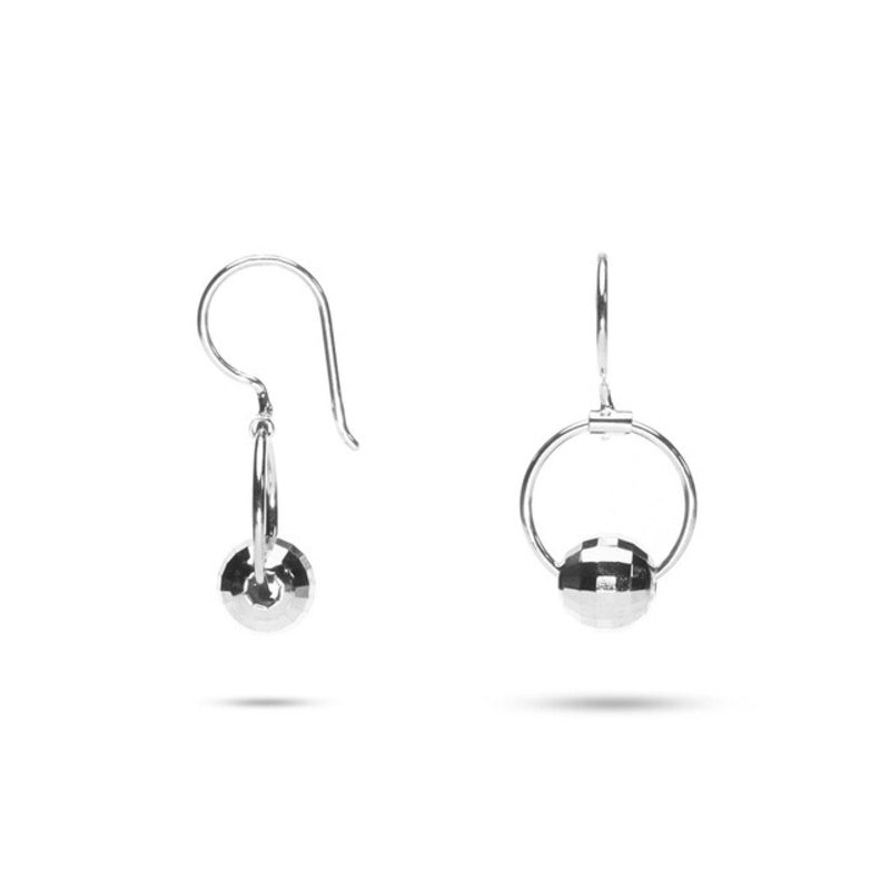 MILLENNE Minimal Faceted Ball Open Circle Rose Gold Hook Earrings with 925 Sterling Silver