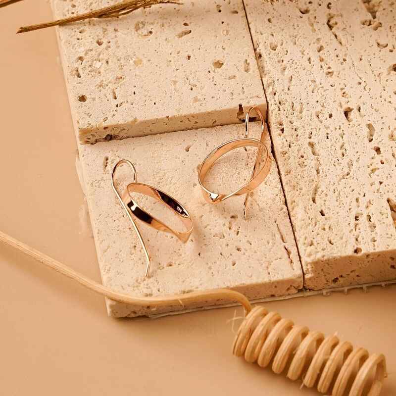 MILLENNE Minimal Circle Arched Rose Gold Hook Earrings with 925 Sterling Silver